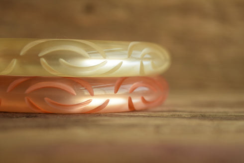 Carved Moonglow Bangle Bracelet - You Pick